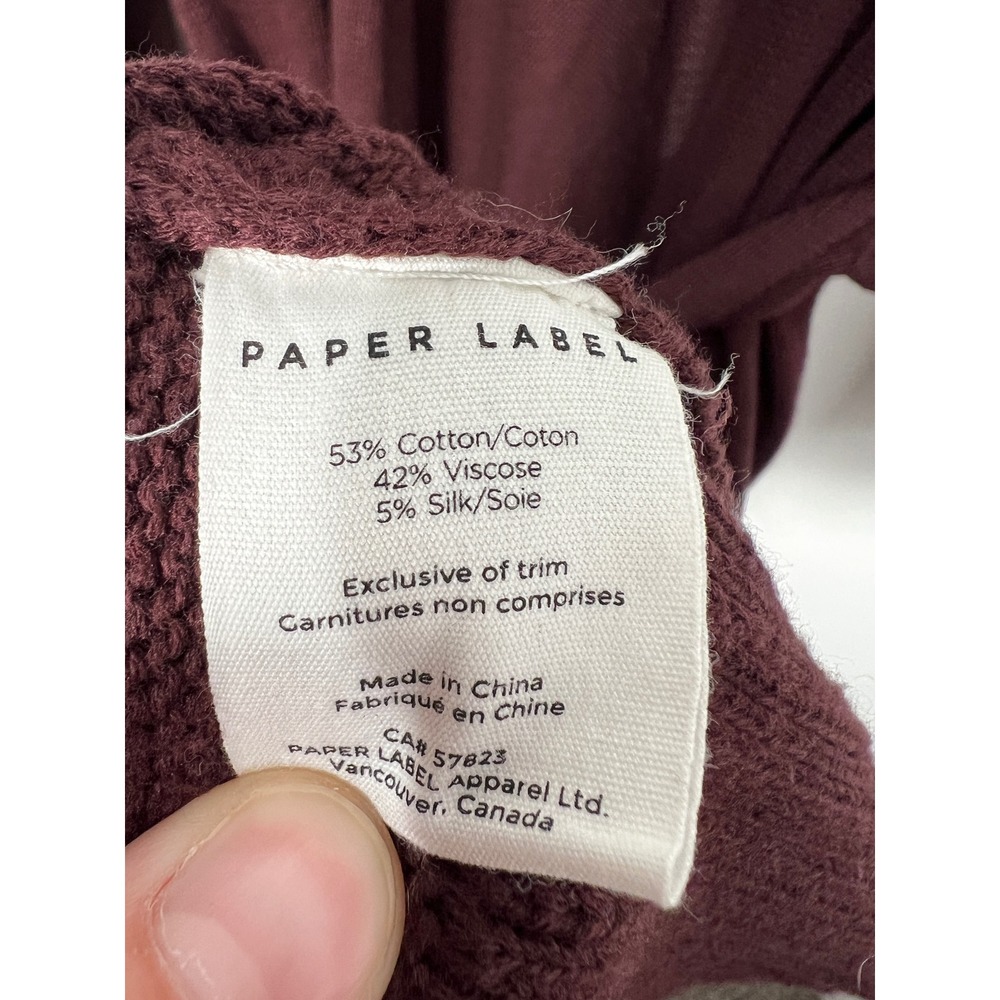 Paper Label Burgundy Fall Longline Belted Duster Cardigan Sweater Pockets XS - Picture 3 of 7